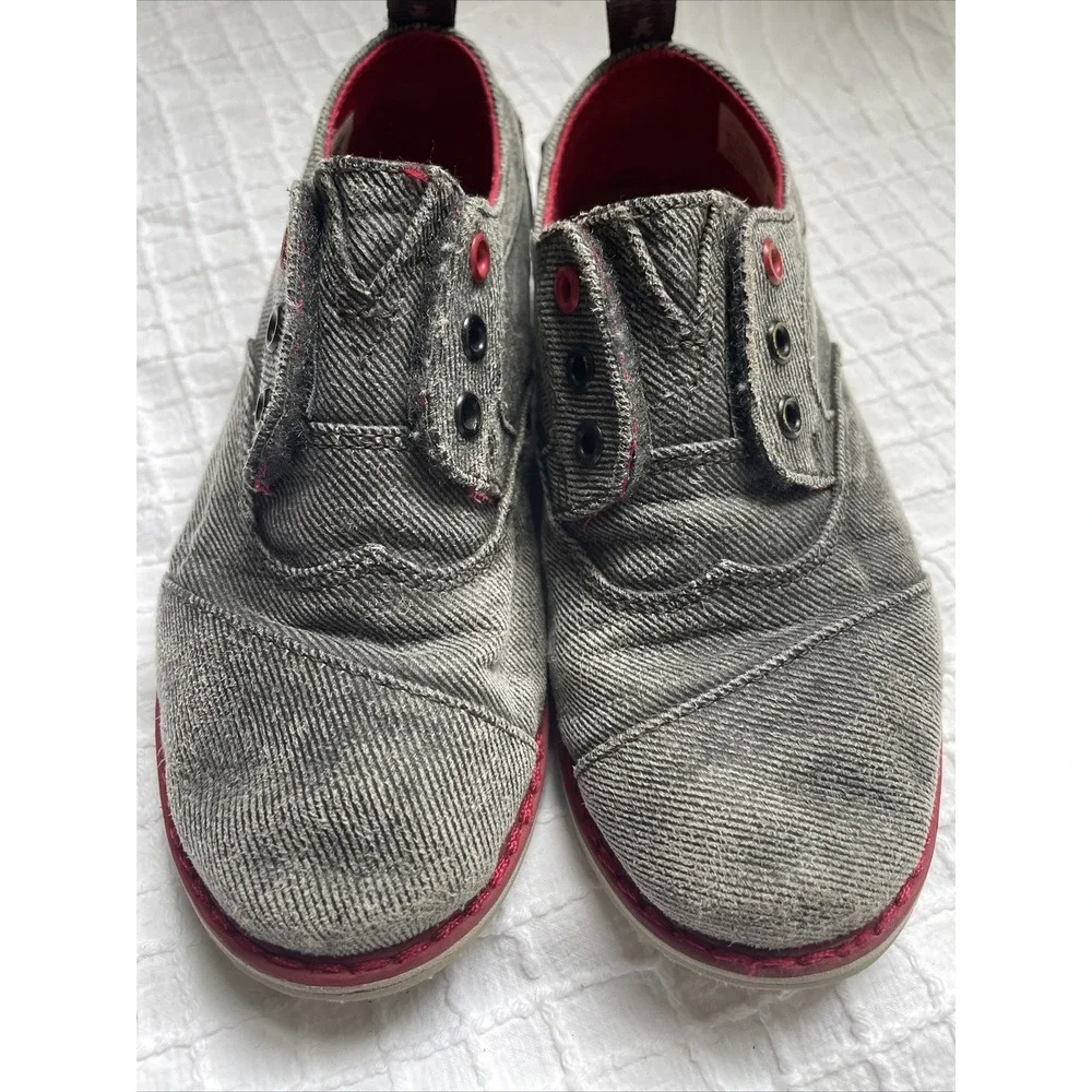 Toms Kids Youth Size 11 Loafer Grey Denim‎ Print-